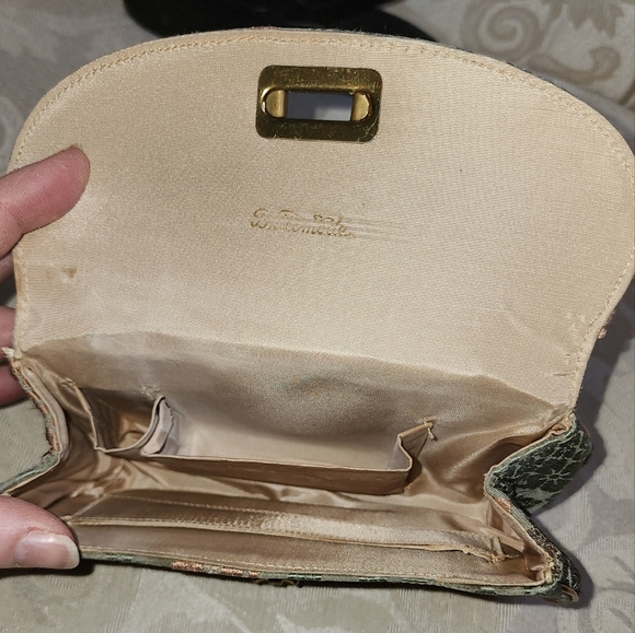 B. TIHMODE Vintage 60s Brocade Satin Clutch – Rare Geometric Evening Purse - Picture 2 of 15